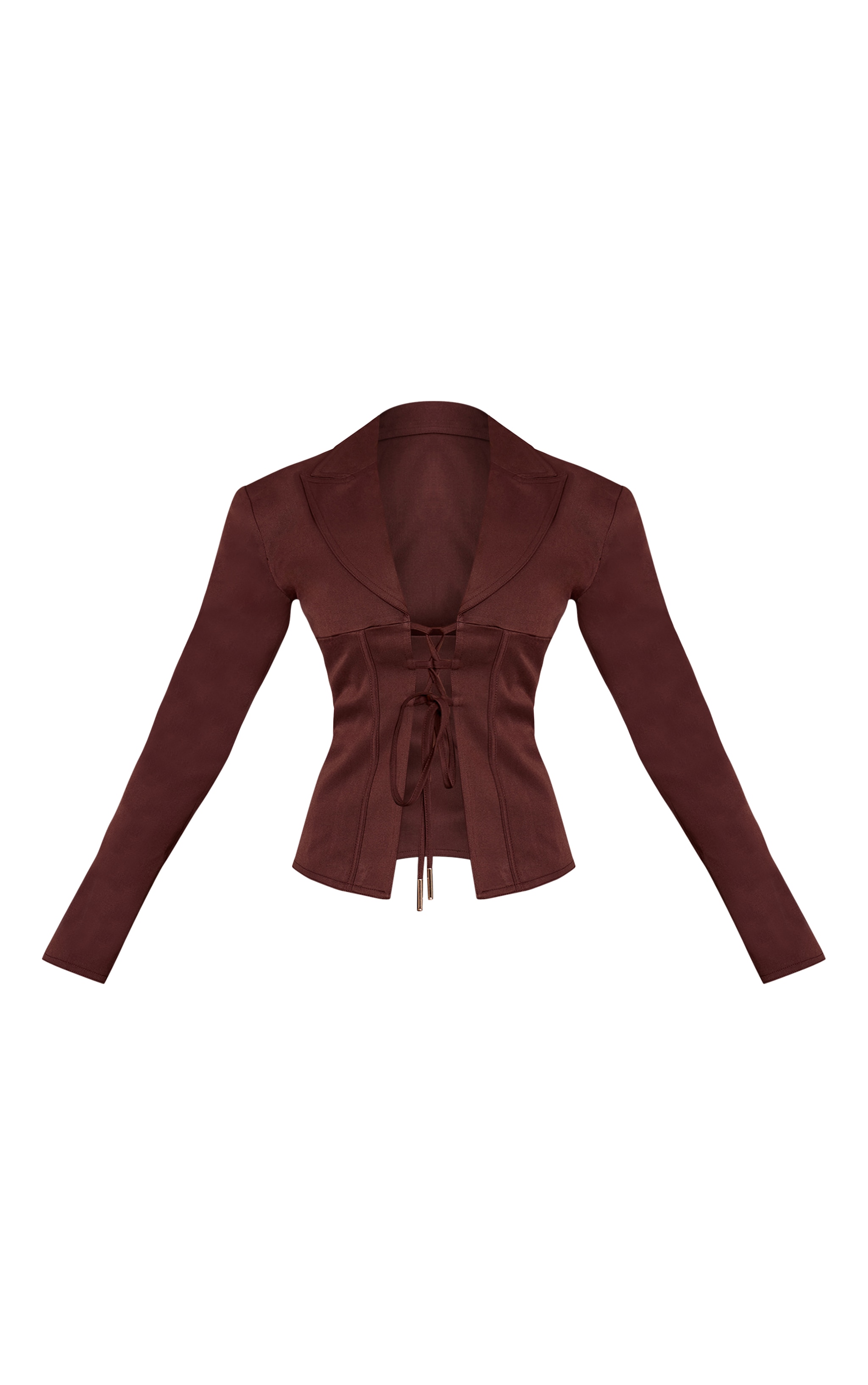 PLT Label Chocolate Tailored Lace Up Corset Blazer image 5