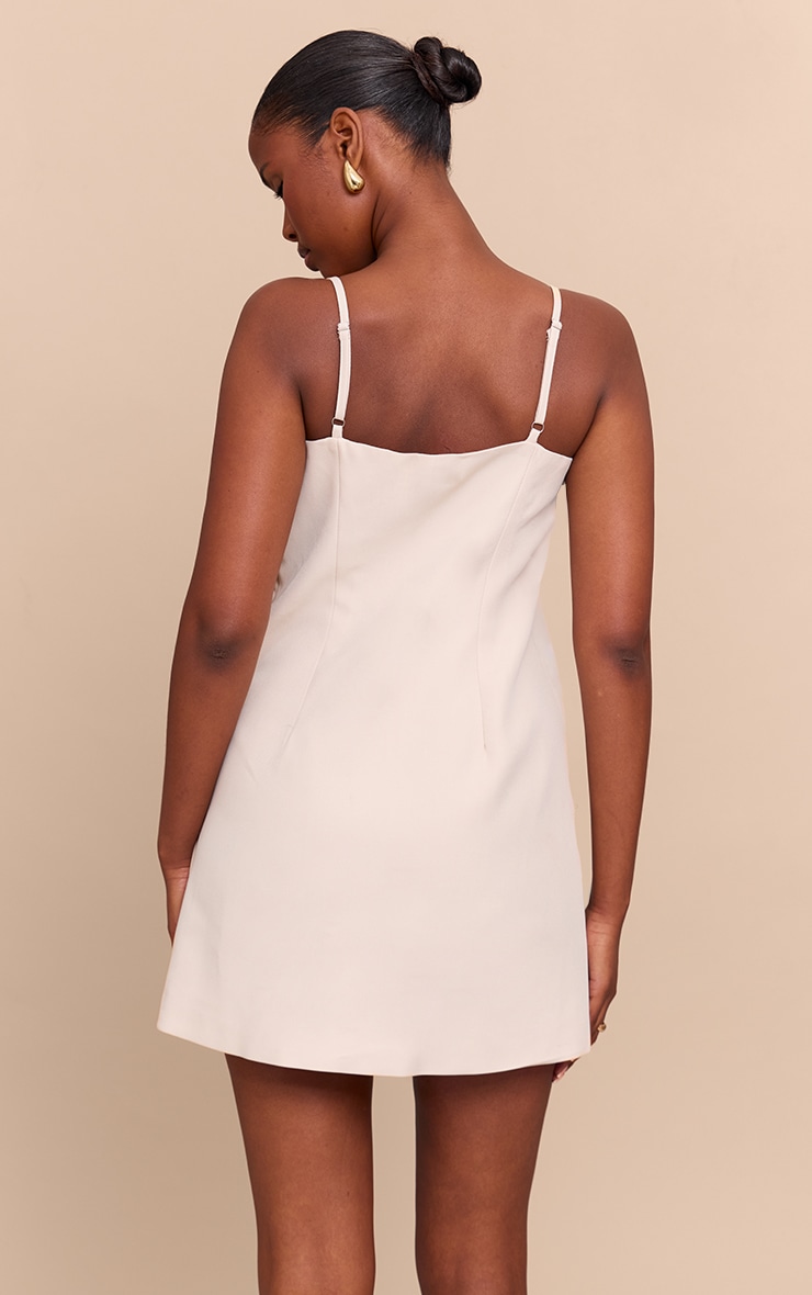 Natural Woven Side Button Detail Mini A-line Dress image 2
