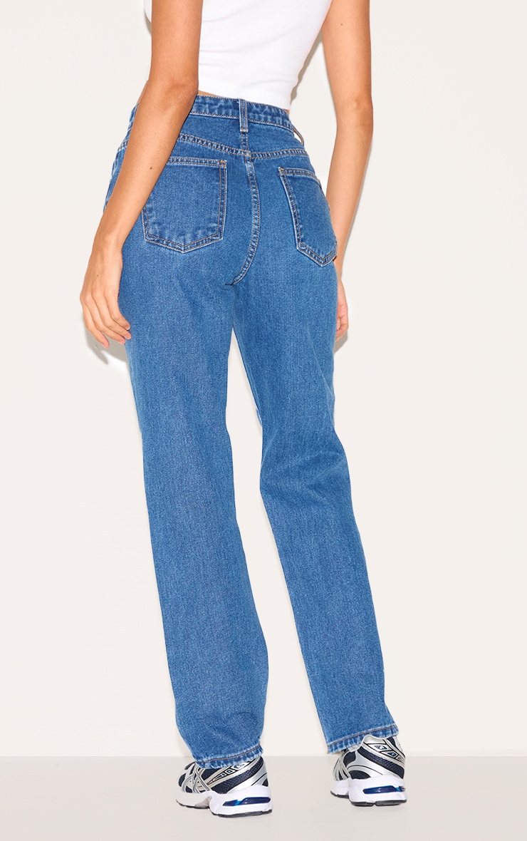 PRETTYLITTLETHING Dark Blue High Waist Straight Leg Jeans image 3