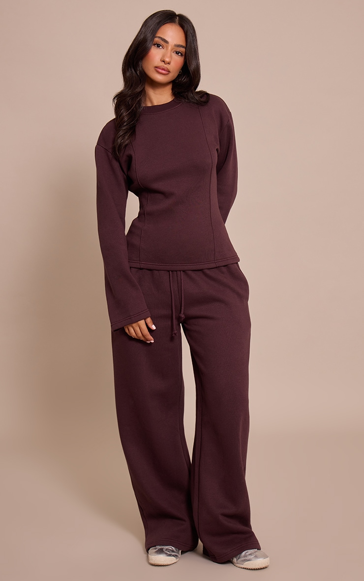 Petite Chocolate Long Sleeve Waist Cinched Sweatshirt image 3