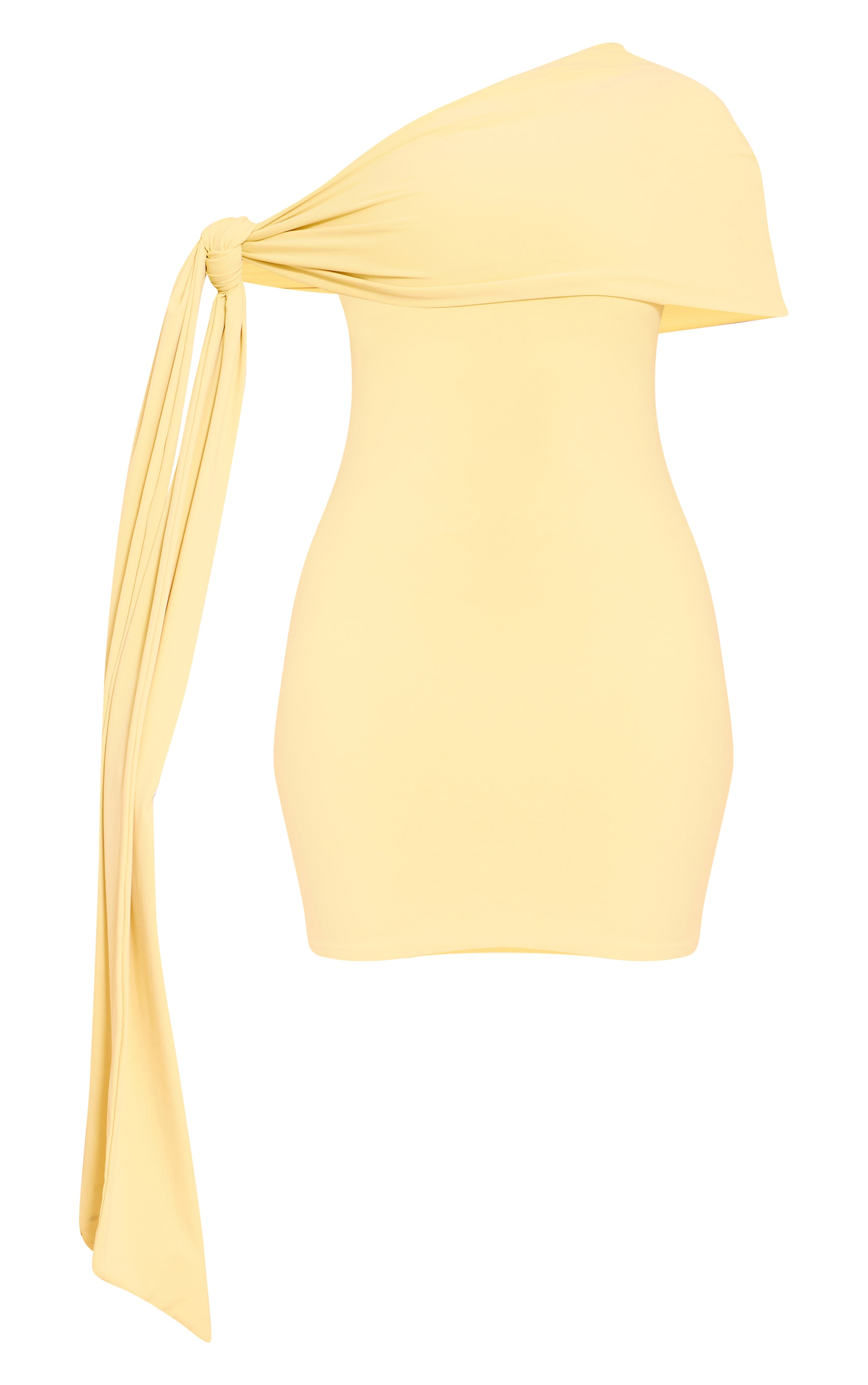 Shape Butter Cream Soft Touch Fold Over Asymetrical Tie Side Mini Dress image 5