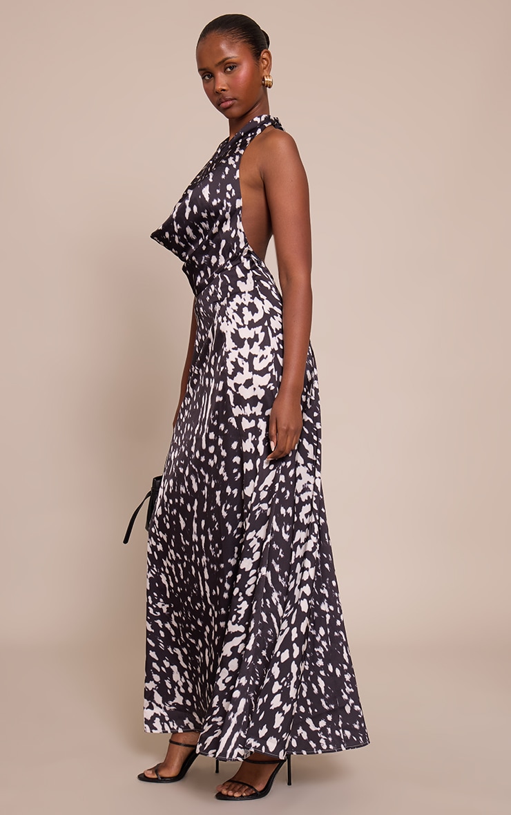 Printed Satin Cowl Neck Maxi Dress image 3