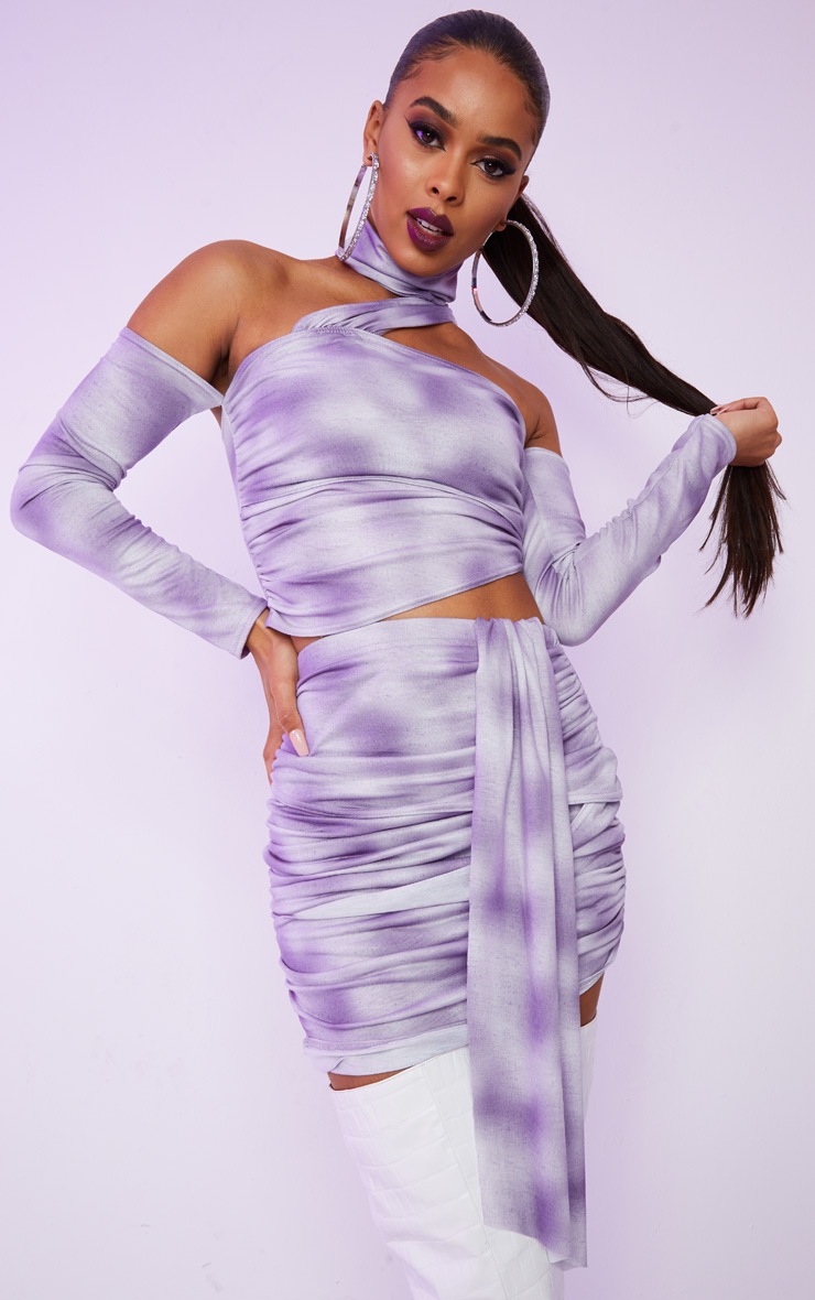 Light Grey Mummy One Shoulder Long Sleeve Top
