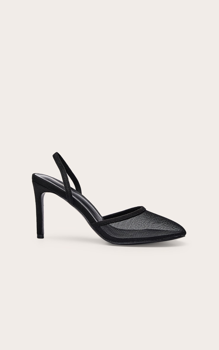 Black Mesh Round Toe Sling Back image 2