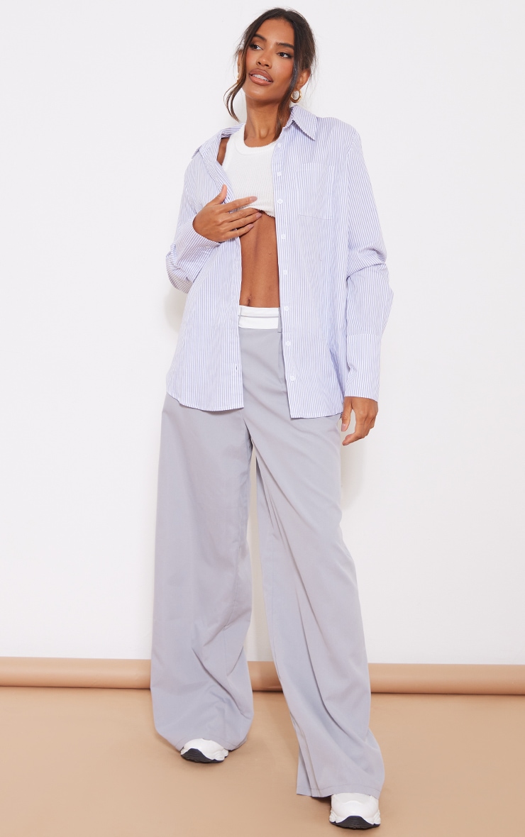 Grey Pinstripe Oversized Shirt image 3