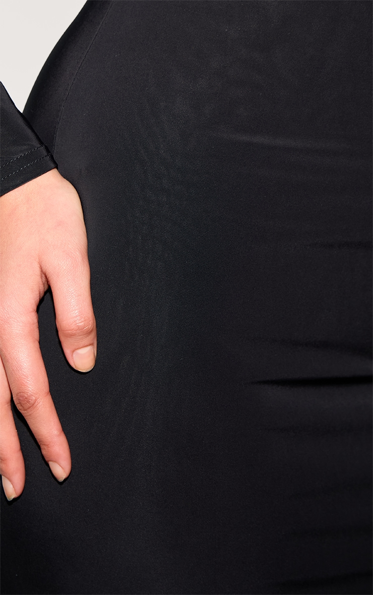 Plus Black Double Layer Slinky Flared Sleeve Midaxi Dress image 4