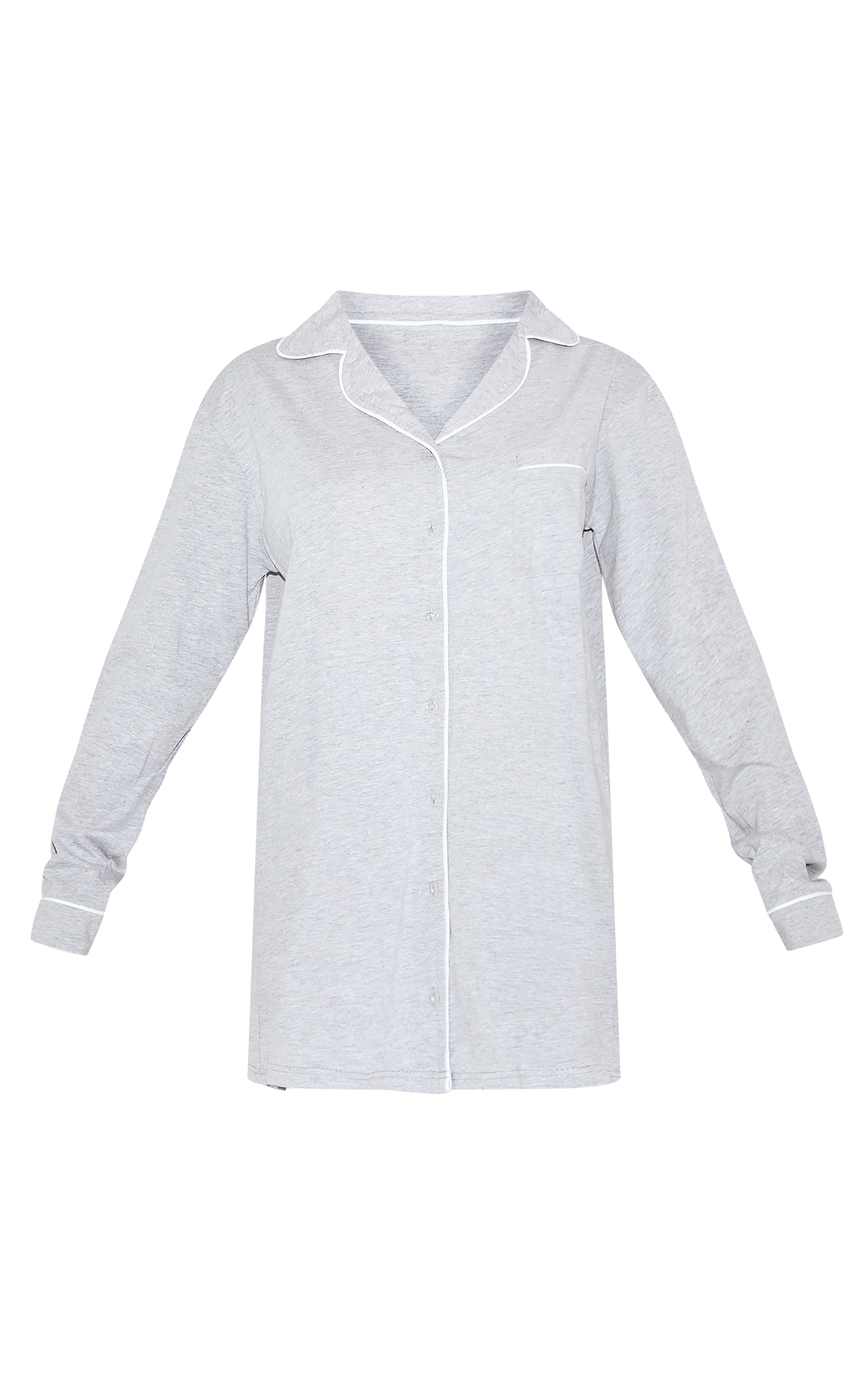 Grey Marl Jersey Piping Long Sleeve Nightdress image 5
