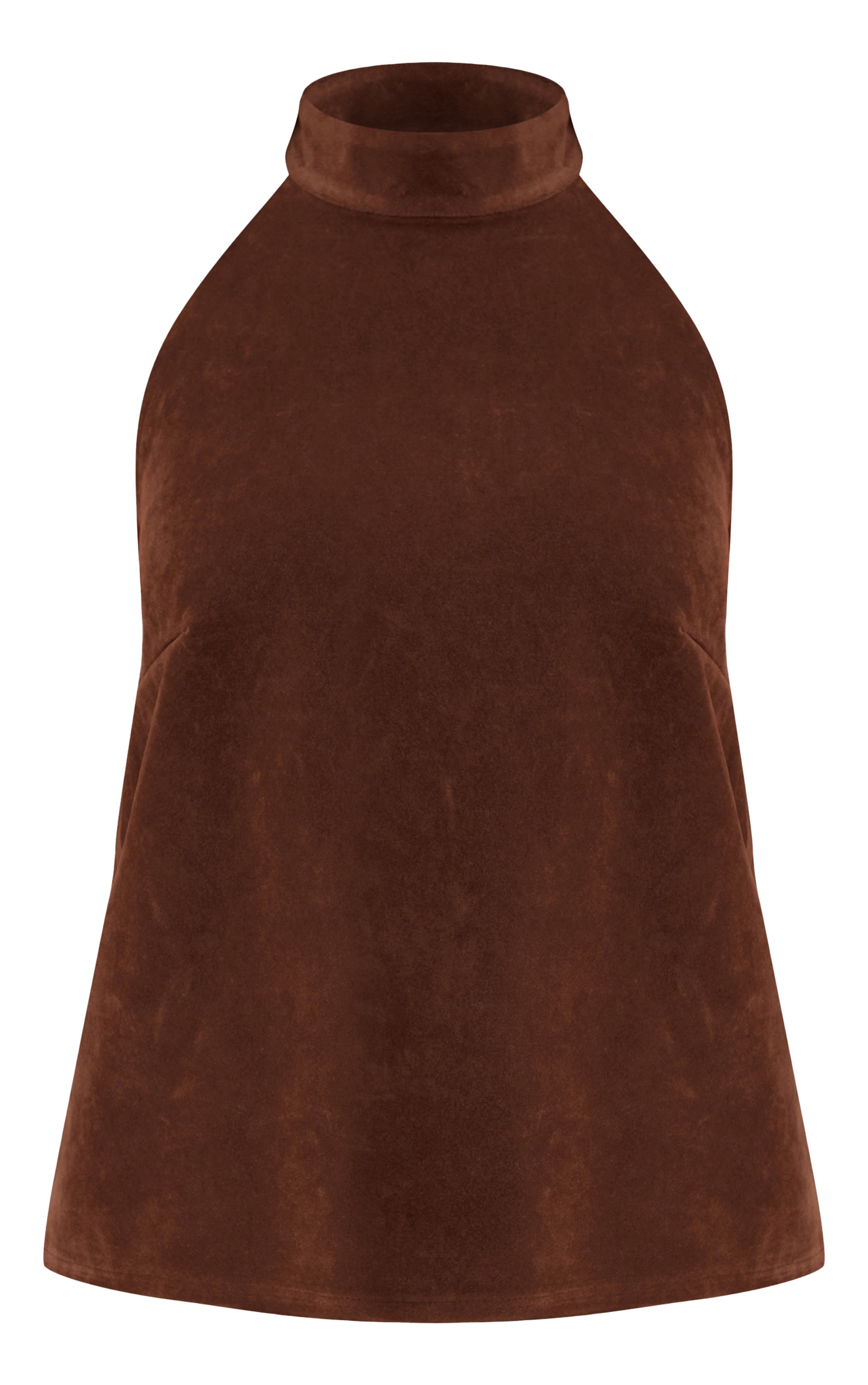 Petite Chocolate Suede Halterneck Top image 5