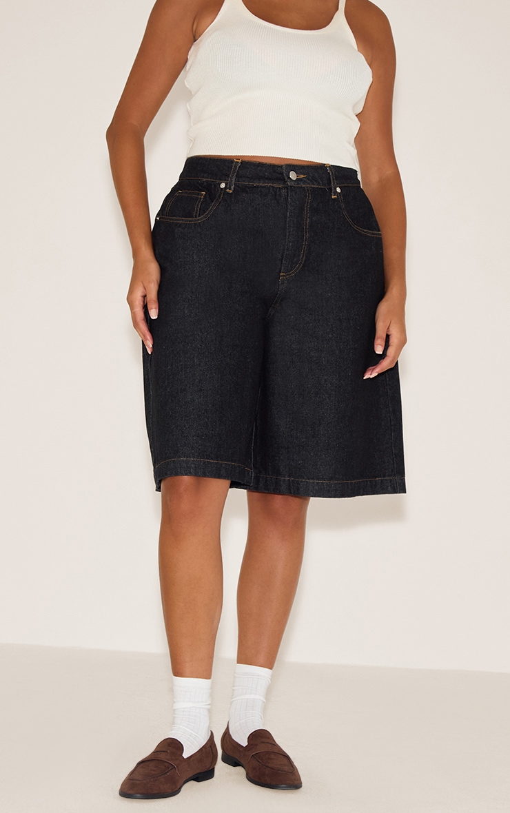 Plus Raw Indigo Wash Longline Denim Jorts image 2