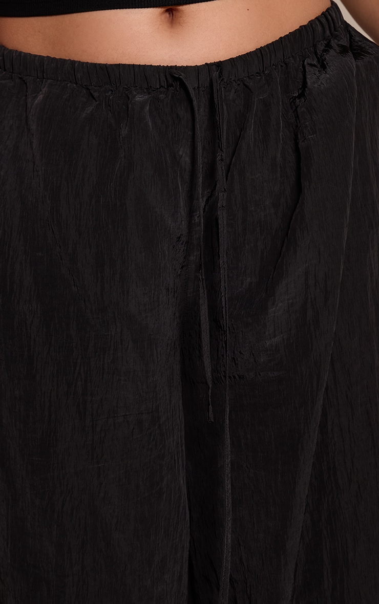 Plus Black Textured Satin Lace Trim Trousers image 4