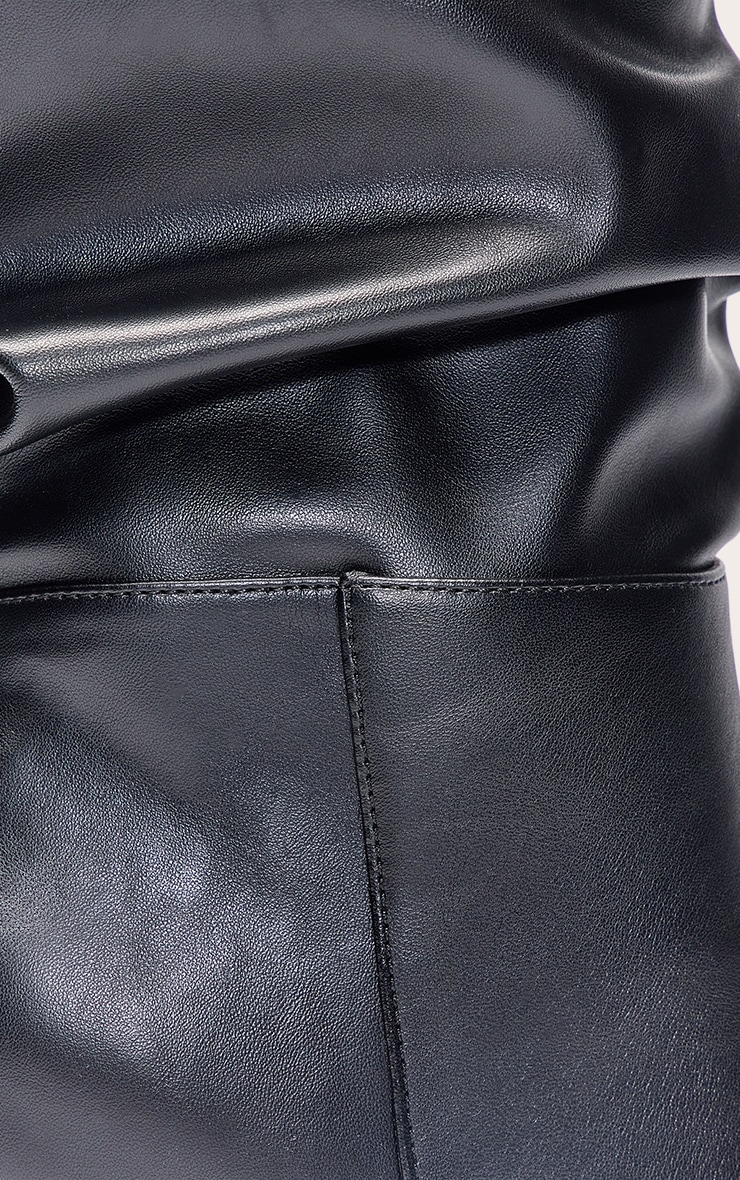 Black PU Ruched Chiseled Toe Ankle Boots image 5