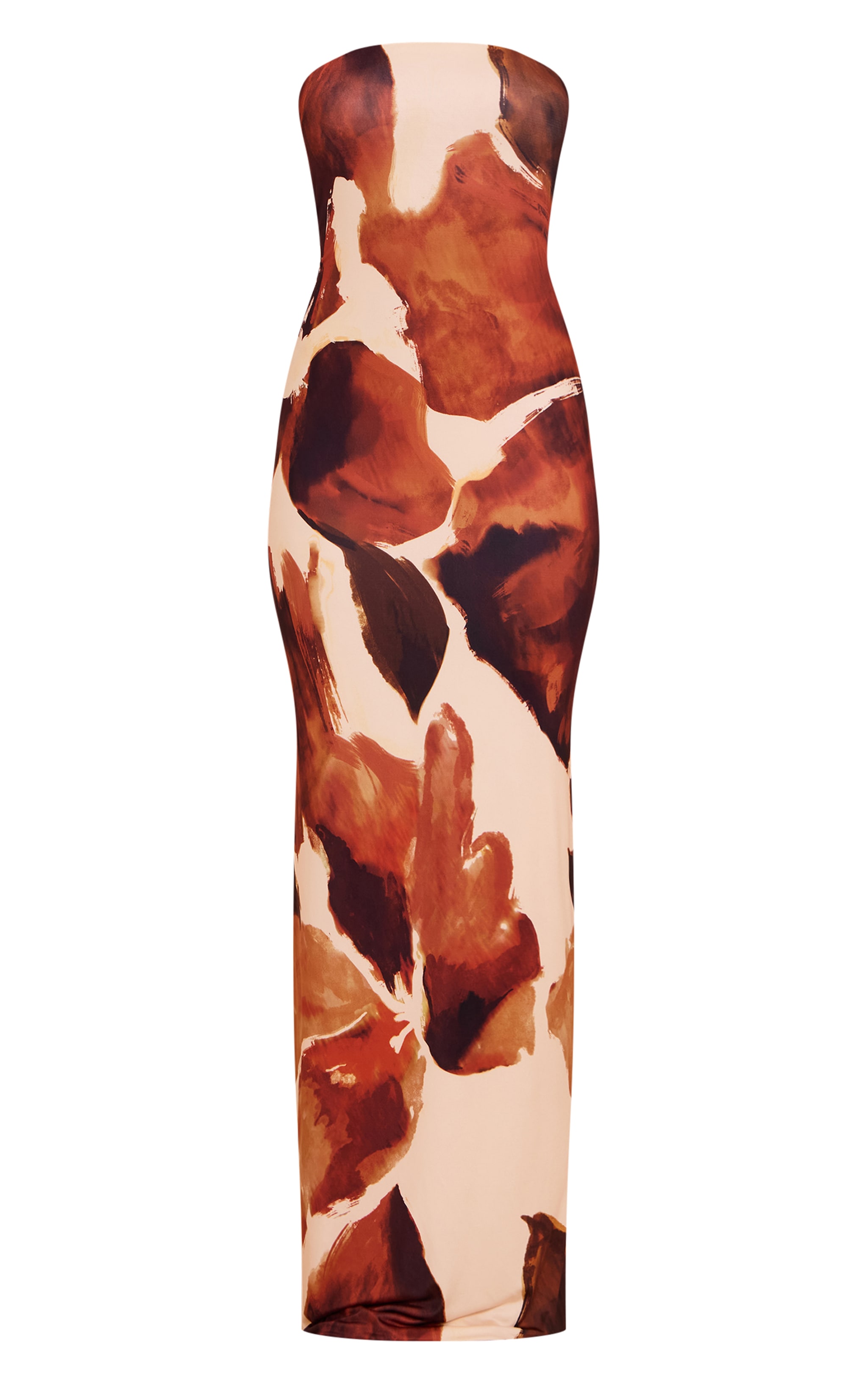 Rust Floral Printed Bandeau Maxi Dress image 5