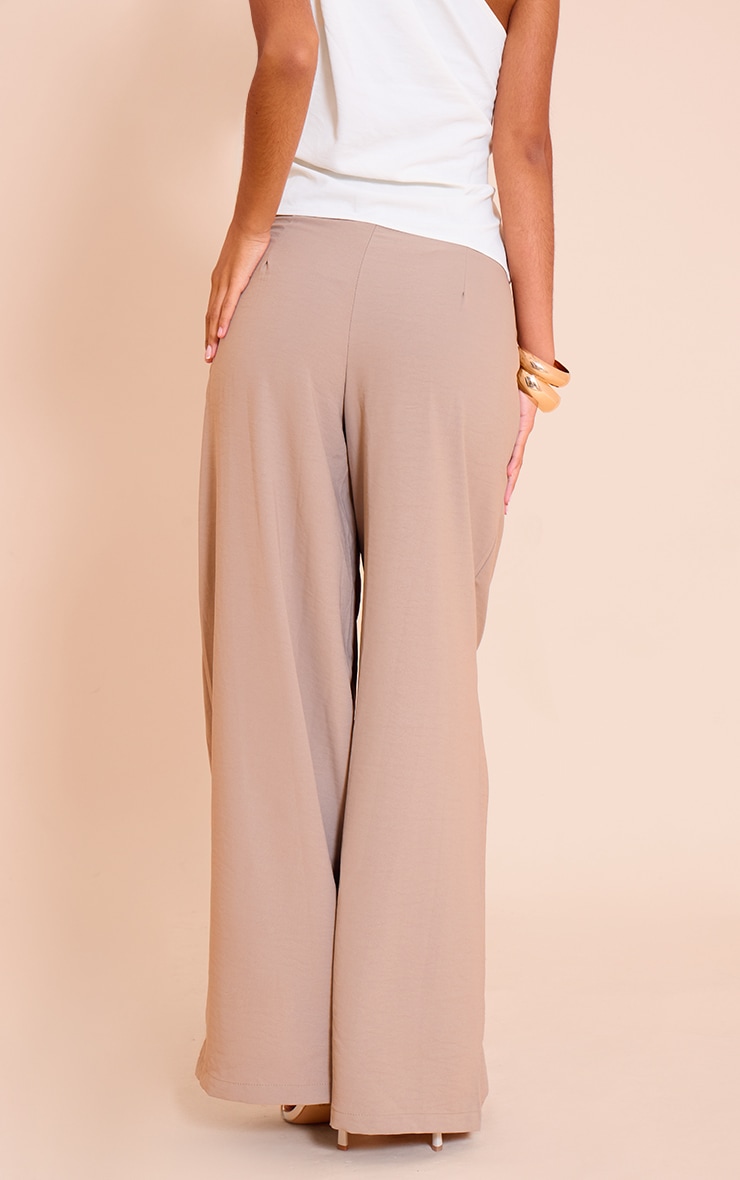 Petite Mushroom Floaty Woven Double Pleat Wide Leg Pants image 3