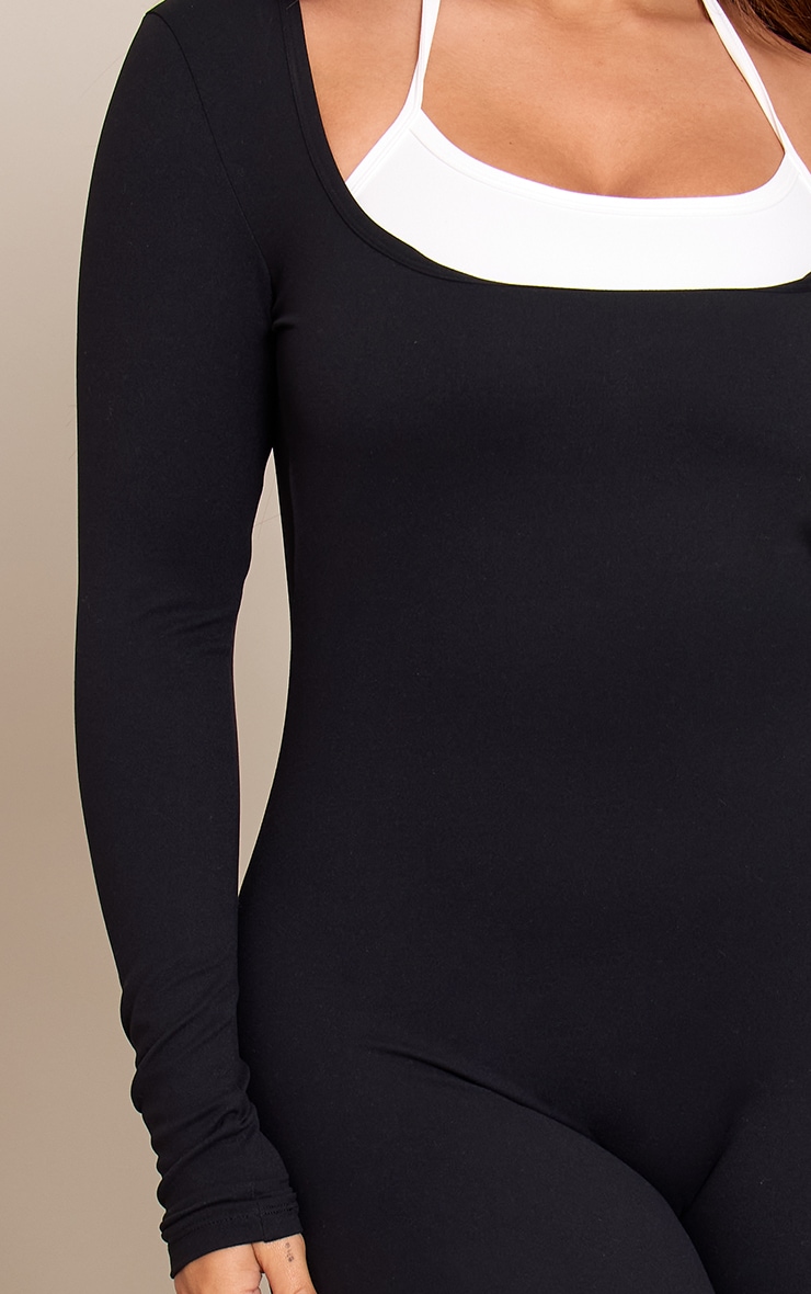 Shape Black Contrast Active Sculpt Long Sleeve Jumpsuit image 4