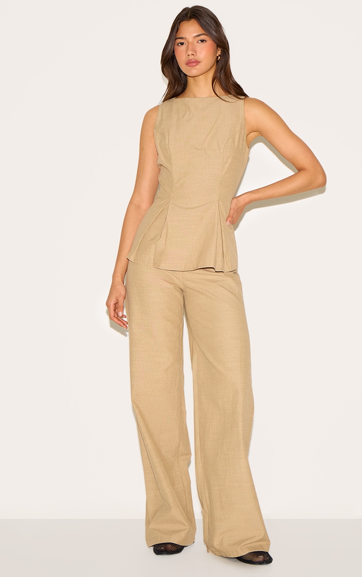 Sand Striped Cotton Wide Leg Pants image 1