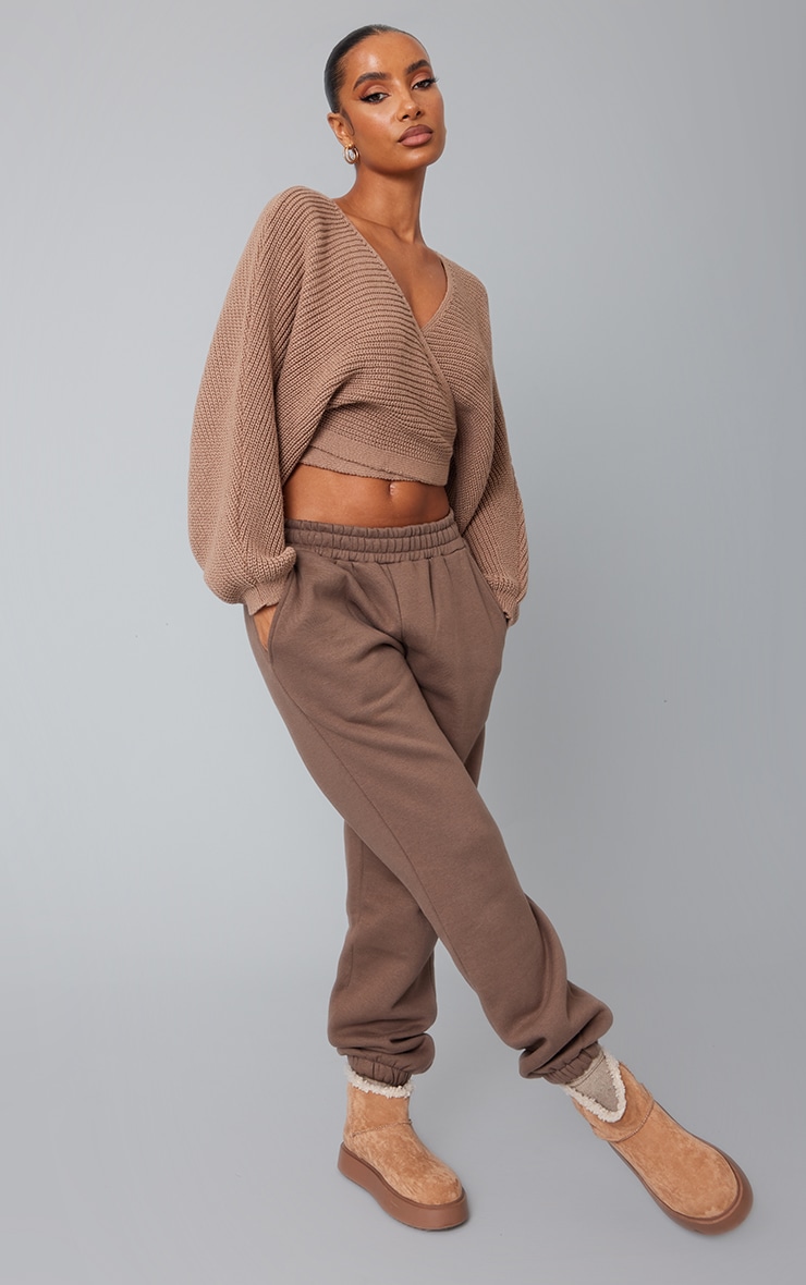 Mocha Chunky Tie Waist Belted Cardigan image 3