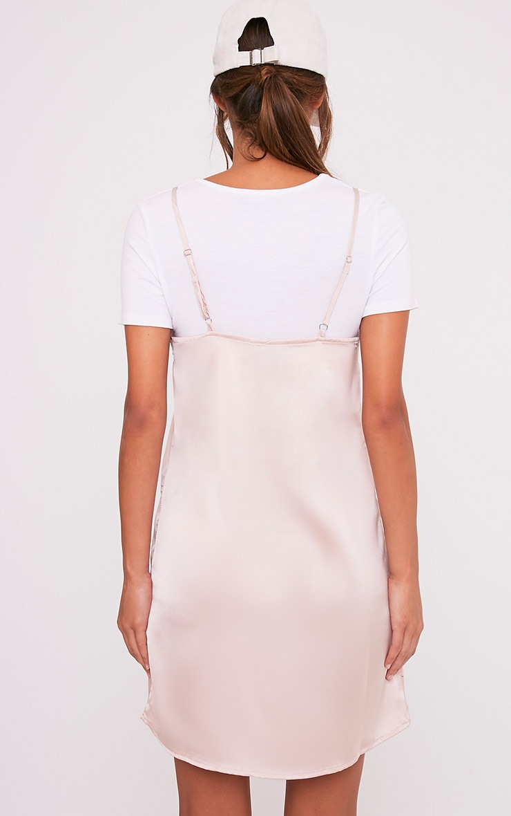 Stephany Champagne Satin Slip Dress Dresses PrettyLittleThing