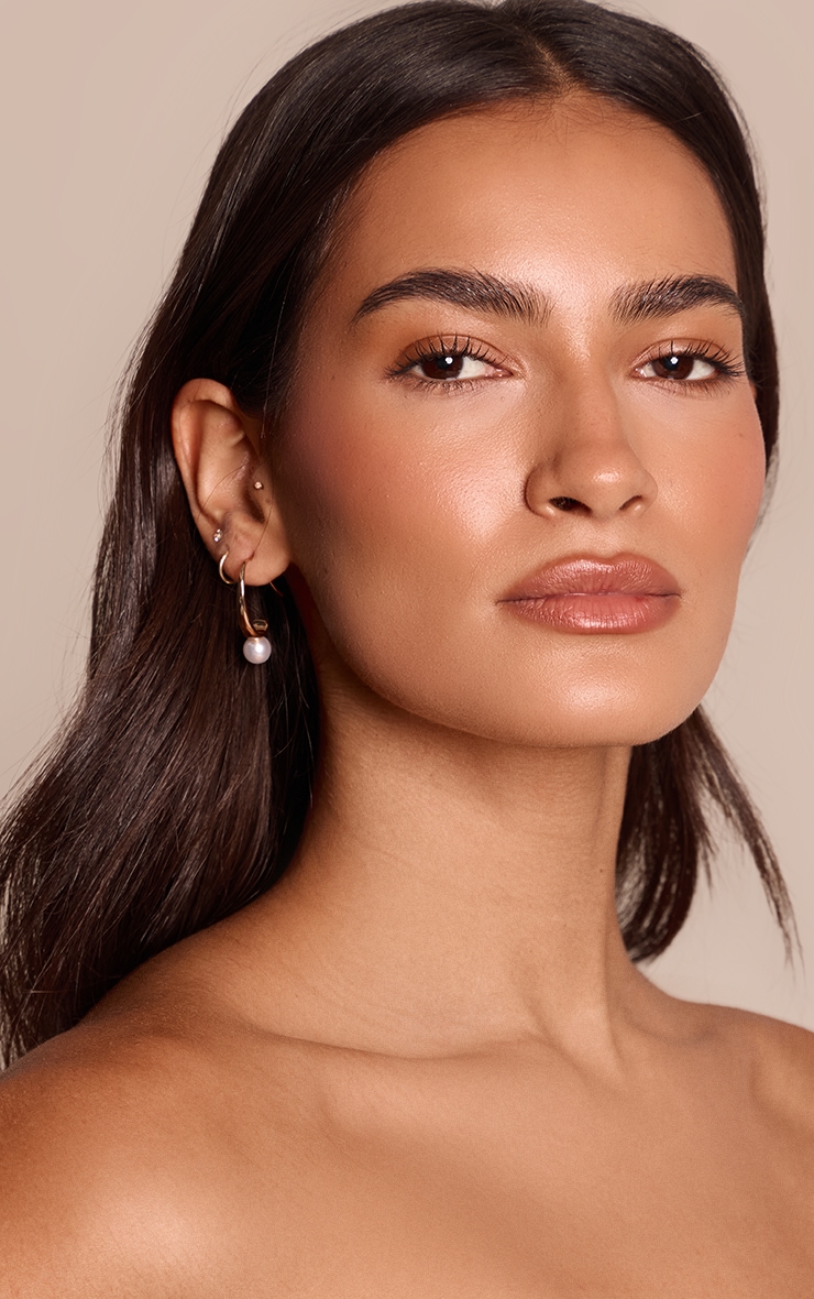 Gold Smooth Pearl Detail Hoop Earring Multi Pack