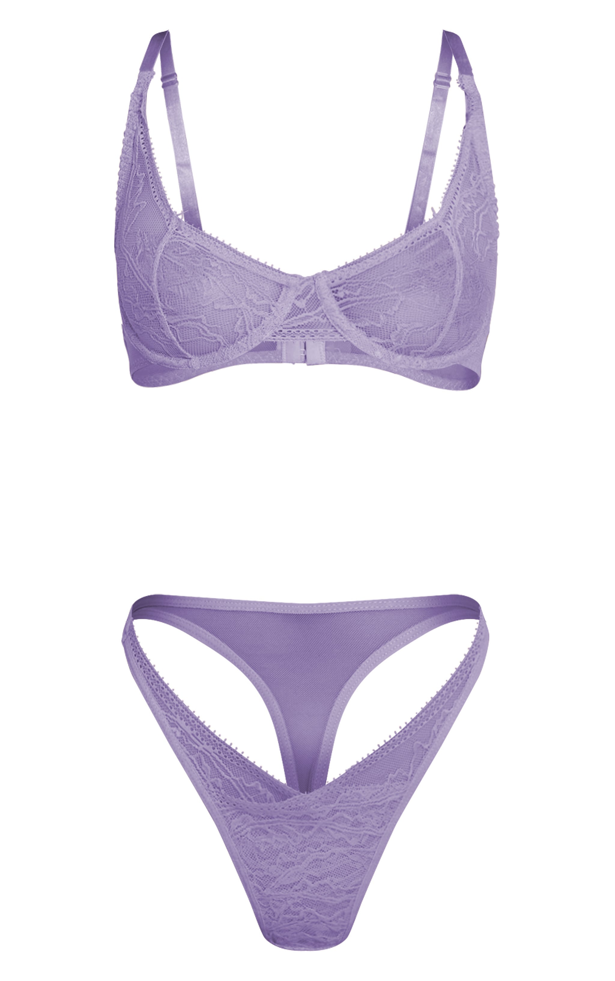 Ensemble de lingerie en dentelle lilas à bonnets montants et armatures image 5