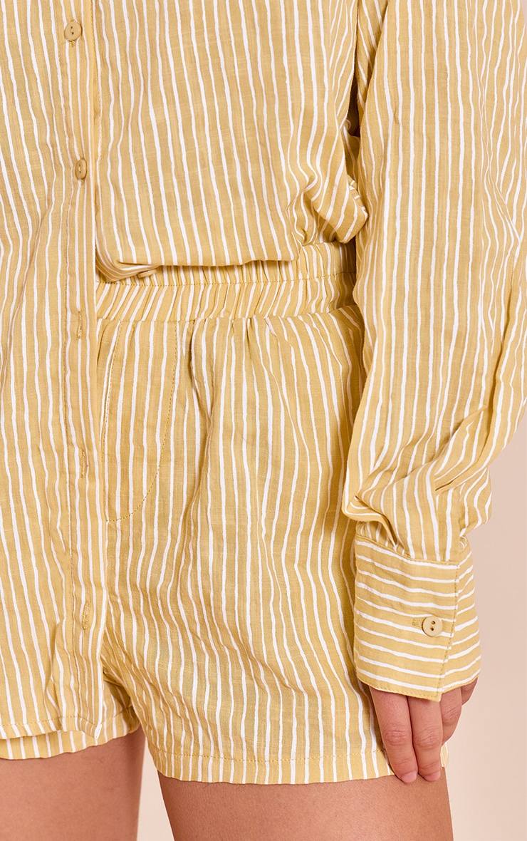 Chartreuse Striped Linen Long Sleeve Shirt image 4