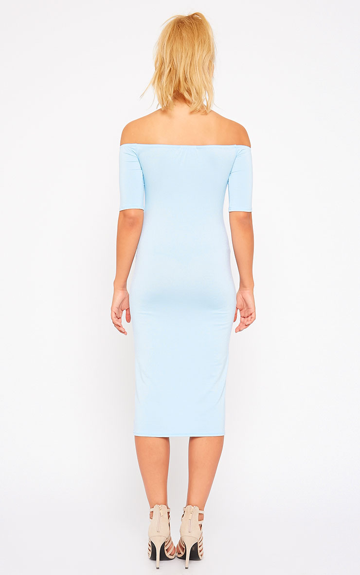 Caty Powder Blue Jersey Bardot Midi Dress PrettyLittleThing