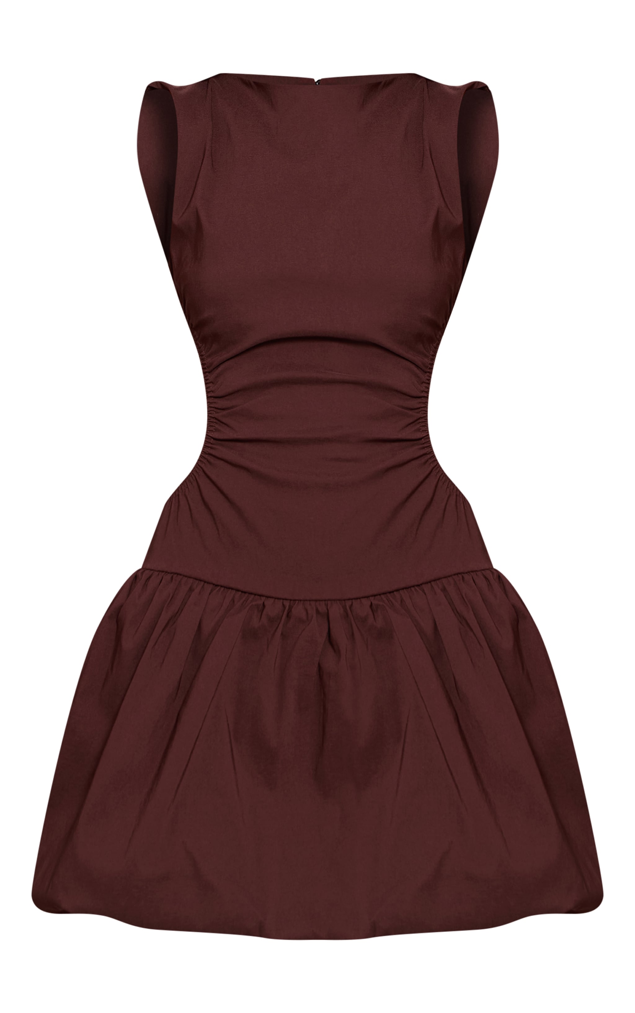 Robe droite tissée stretch chocolat à dos nu découpé image 5