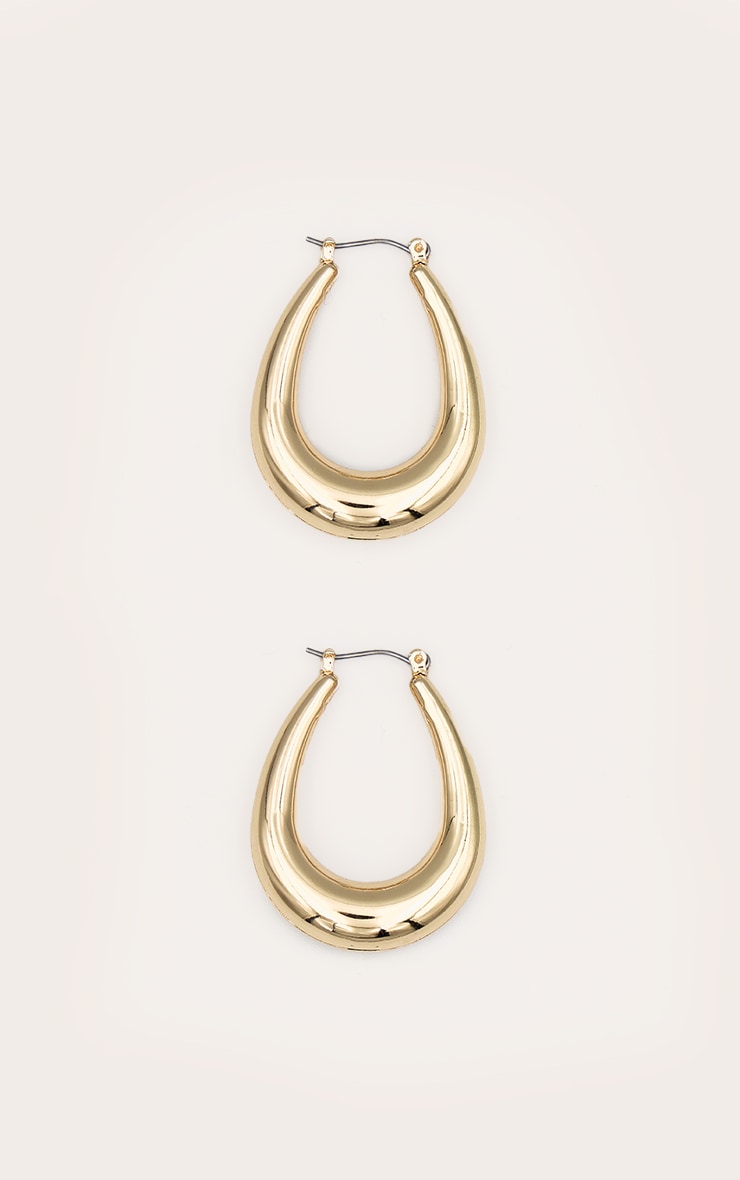 Gold Rounded Oval Hoop Earrings image 2