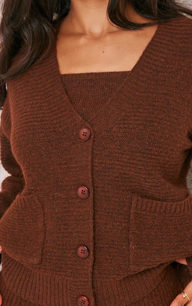 Petite Chocolate Rib Knit Oversized Cardigan image 4