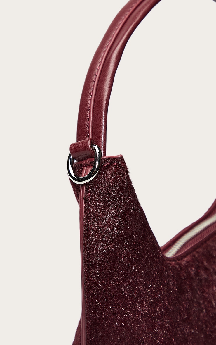 Plum Pony Hair Angled Shoulder Bag image 5