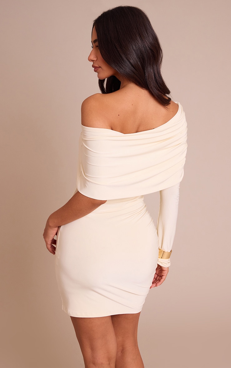 Petite Stone One Shoulder Ruched Bodycon Mini Dress image 2