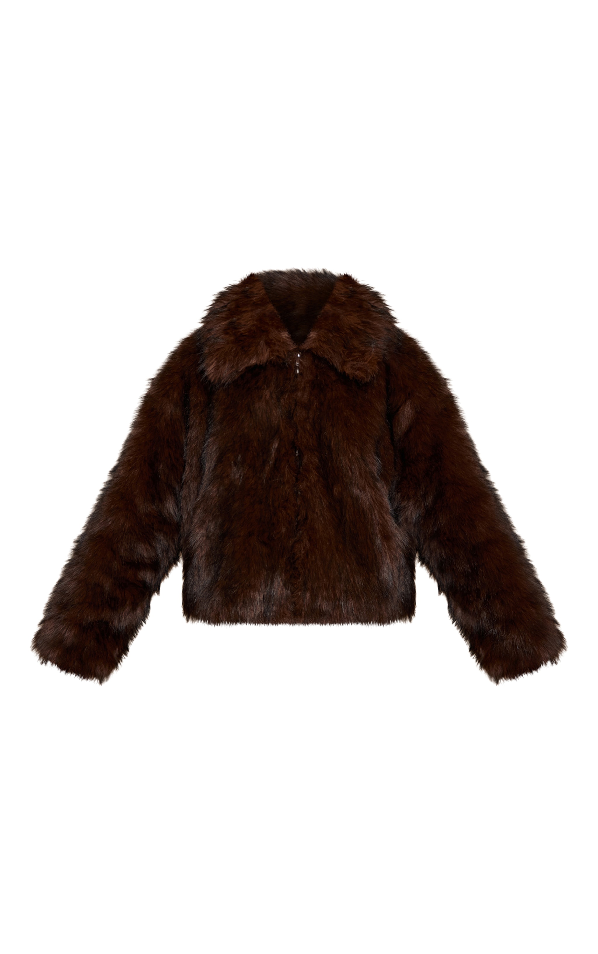 Manteau en fausse fourrure chocolat à col oversize image 5
