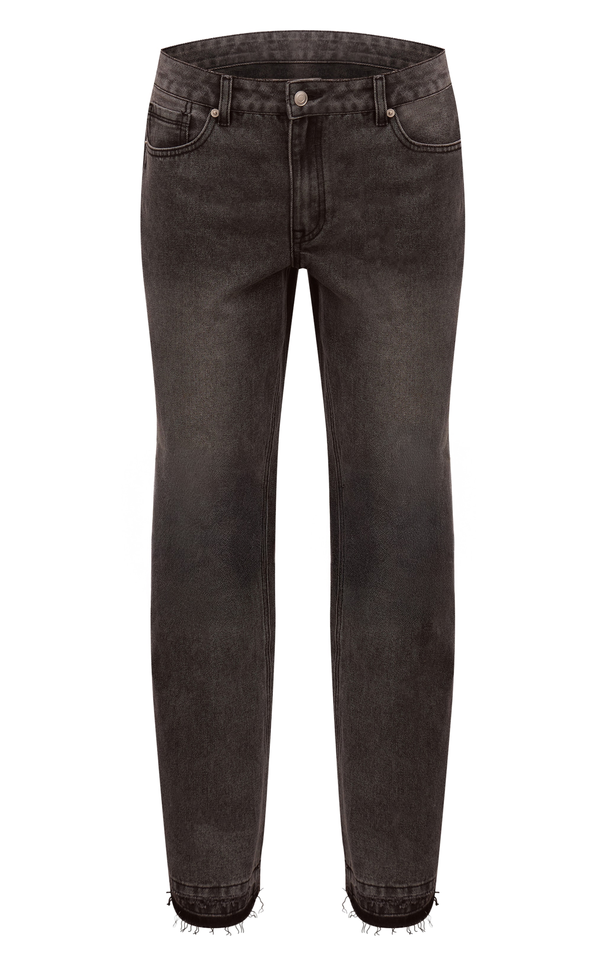 Jean droit gris clair à ourlets élimés image 5