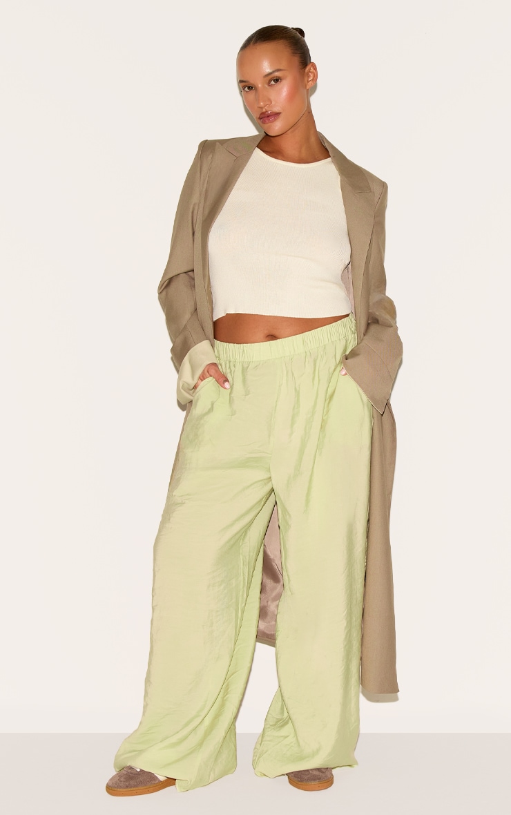 Plus Clay Peached Woven Elasticated Waist Straight Leg Pants image 2