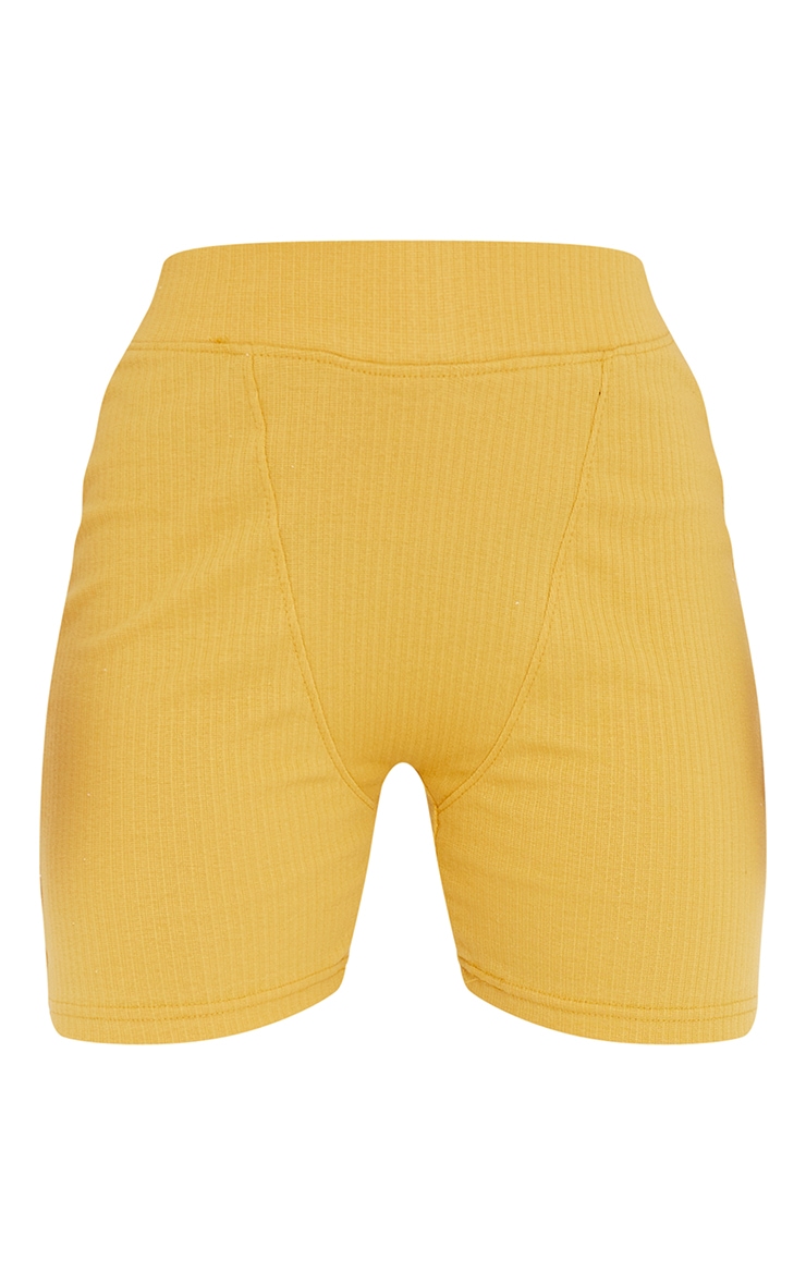 Ochre Structured Rib Seam Detail Shorts image 6