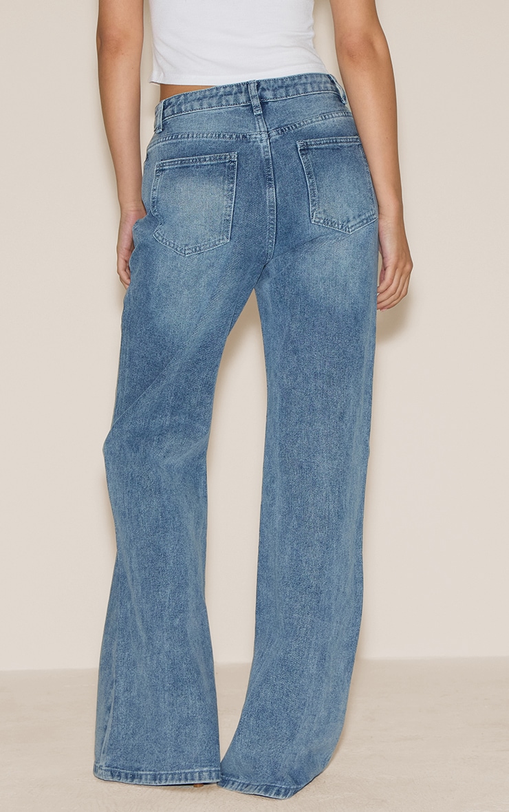 Mid Blue Wash High Waist Extreme Flared Leg Jeans image 3
