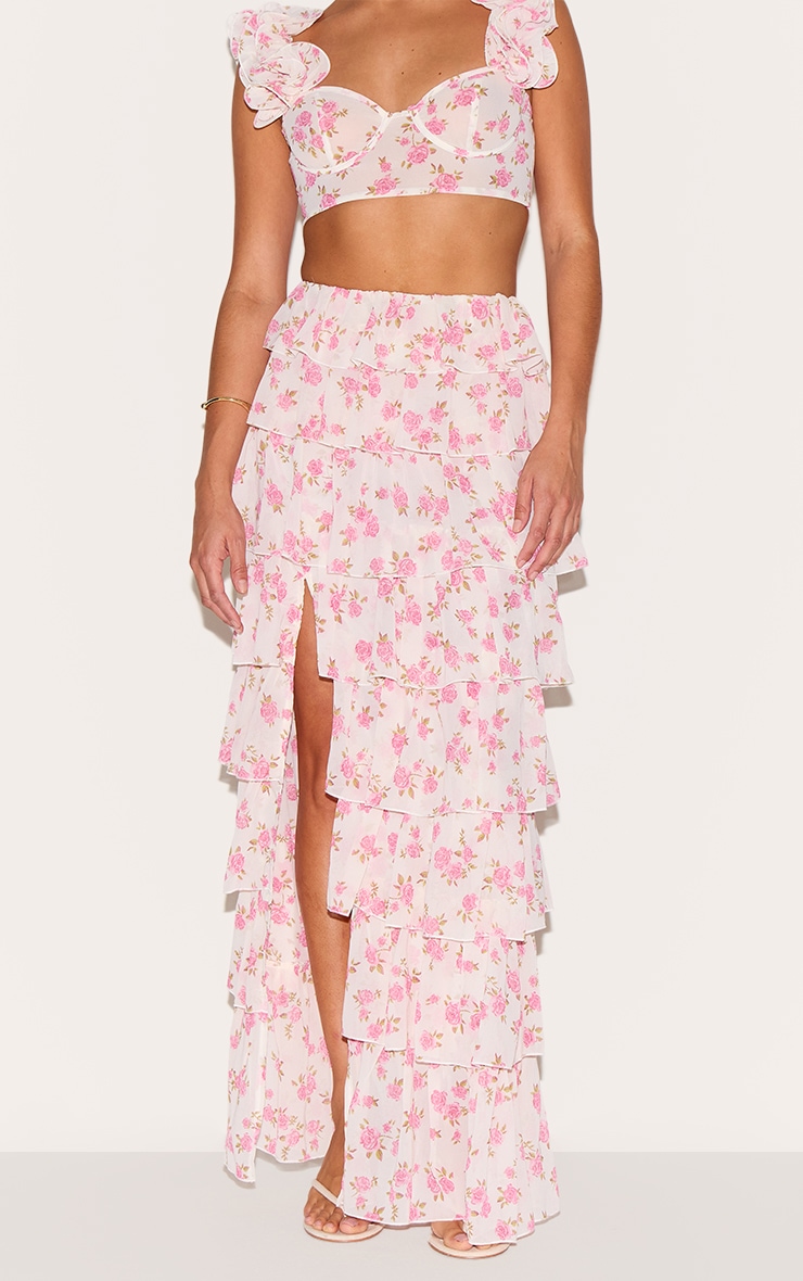 Petite Multi Floral Ruffle Maxi Skirt image 2