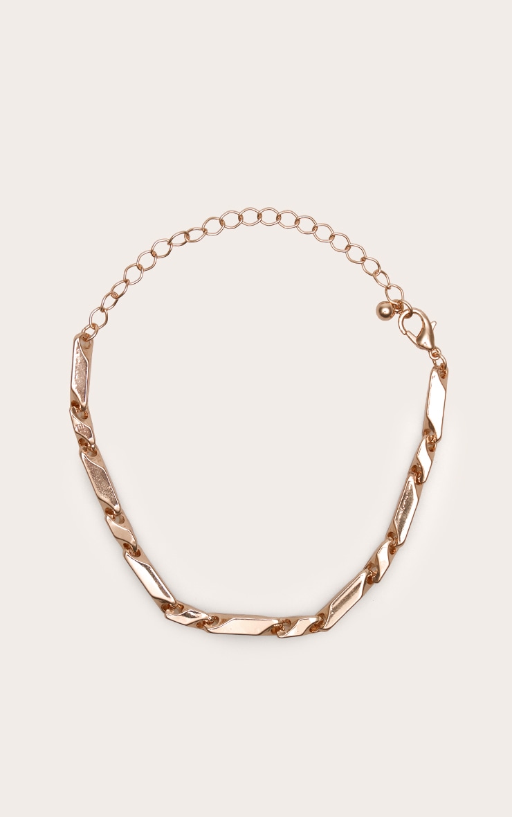 Gold Smooth Angular Link Chain Bracelet image 2