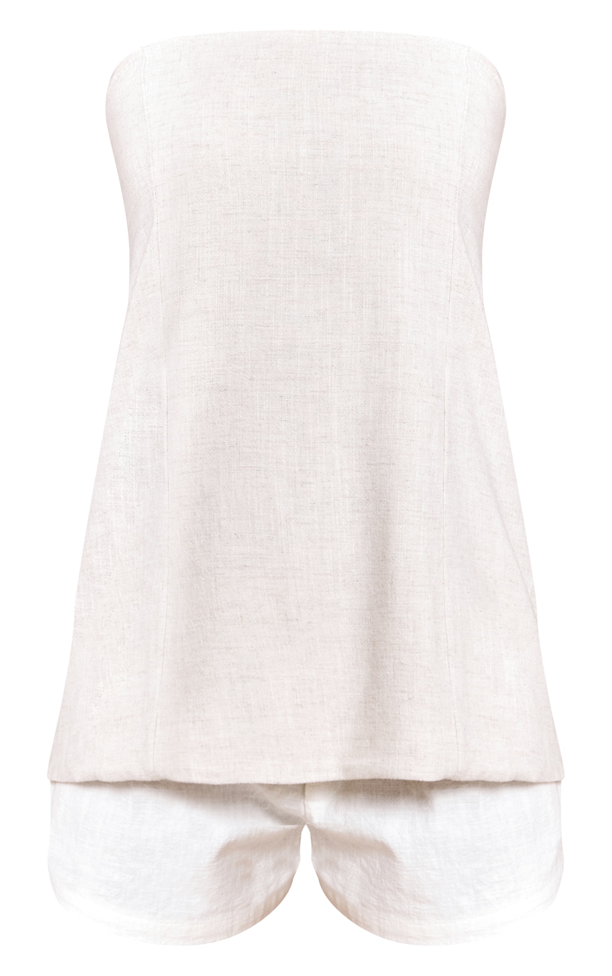 Taupe Linen Look Bandeau Long Line Top image 5