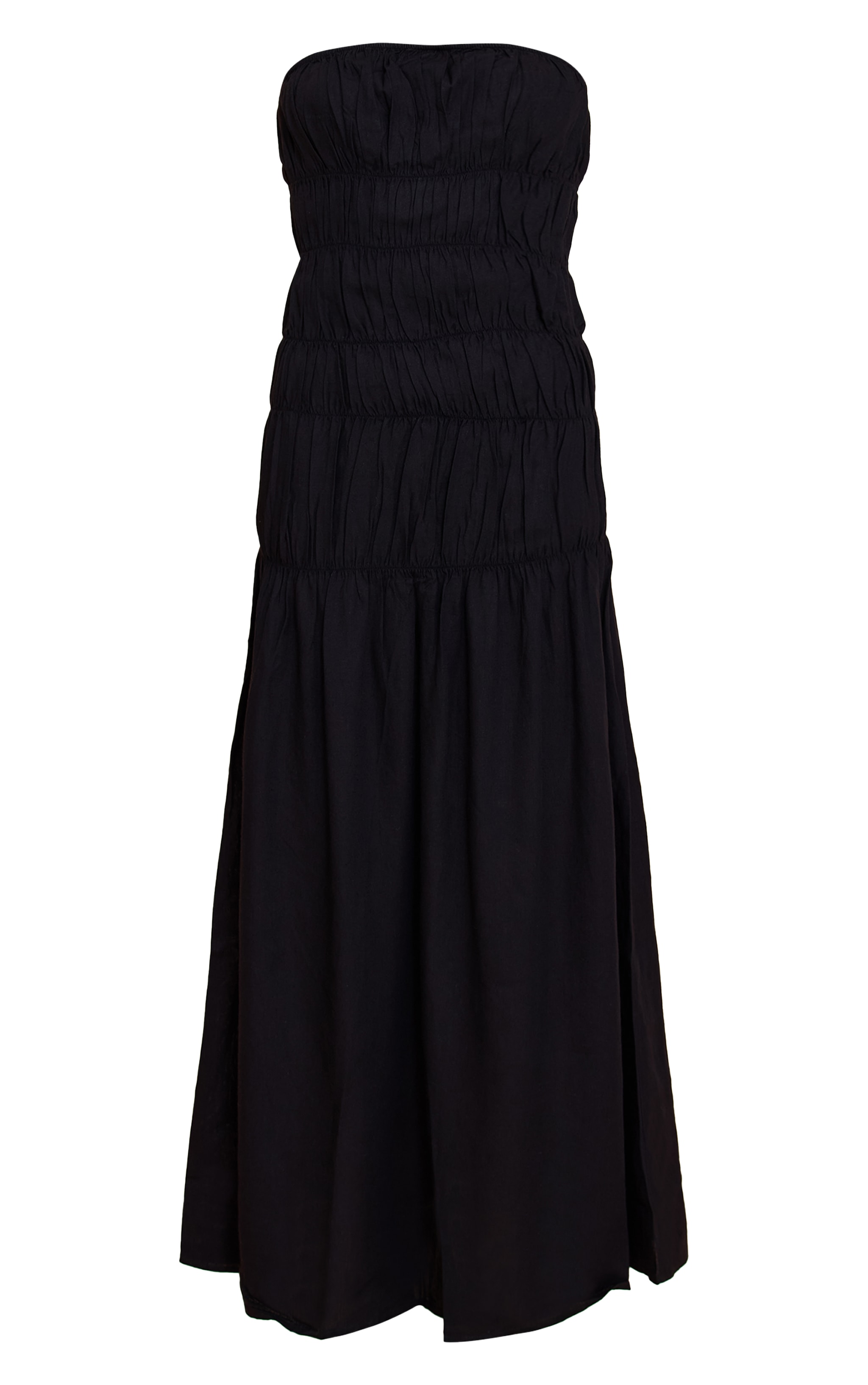 Robe bustier longue noire froncée image 5