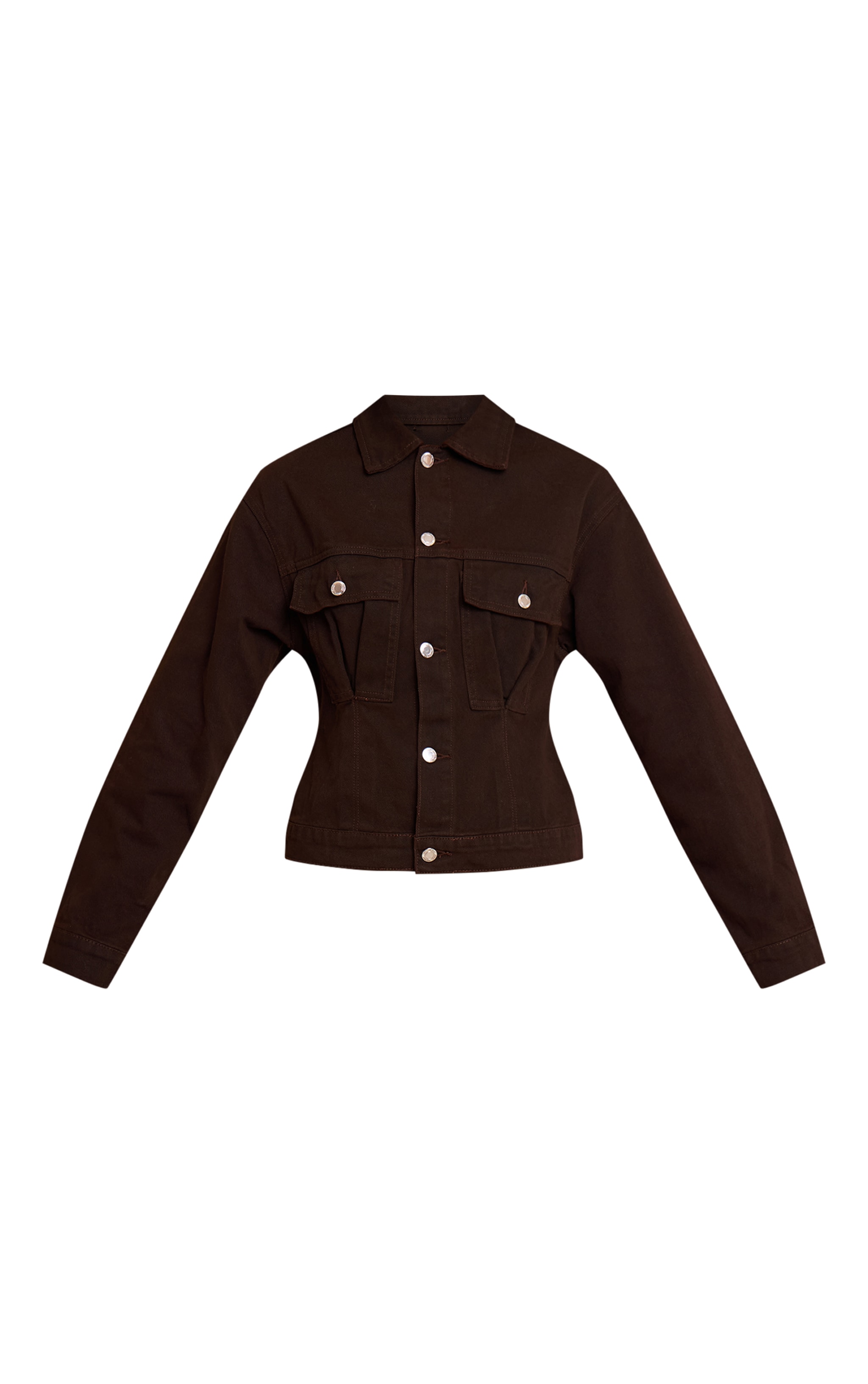 Veste en jean chocolat foncé à dos cintré et plissures image 5