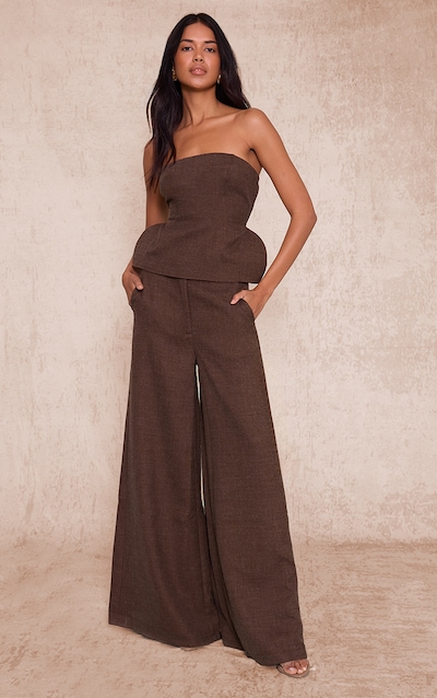 Dark Chocolate Woven Extreme Wide Leg Pants