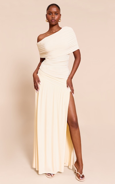Crème Double Épaisseur Stretch Taille Basse Fente longue Jupe