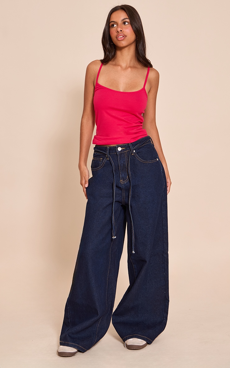 Petite Fuschia Soft Cotton Strappy Vest Top image 3