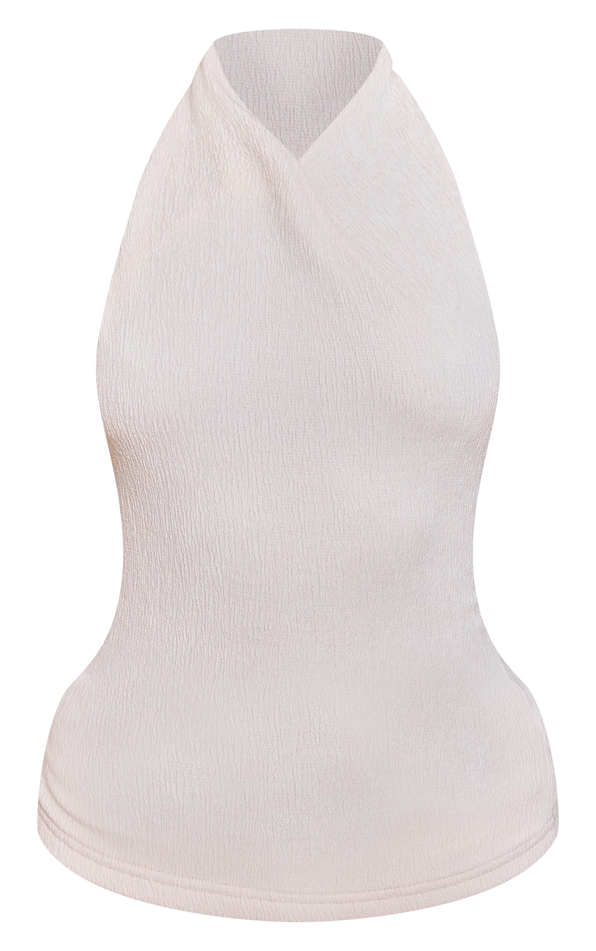 Cream Textured Twisted Halter Neck Long Top image 5