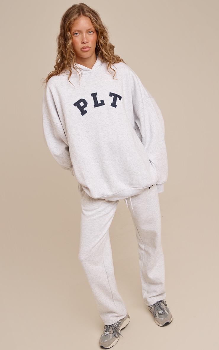 PRETTYLITTLETHING Ash Grey Logo Oversized Hoodie image 3