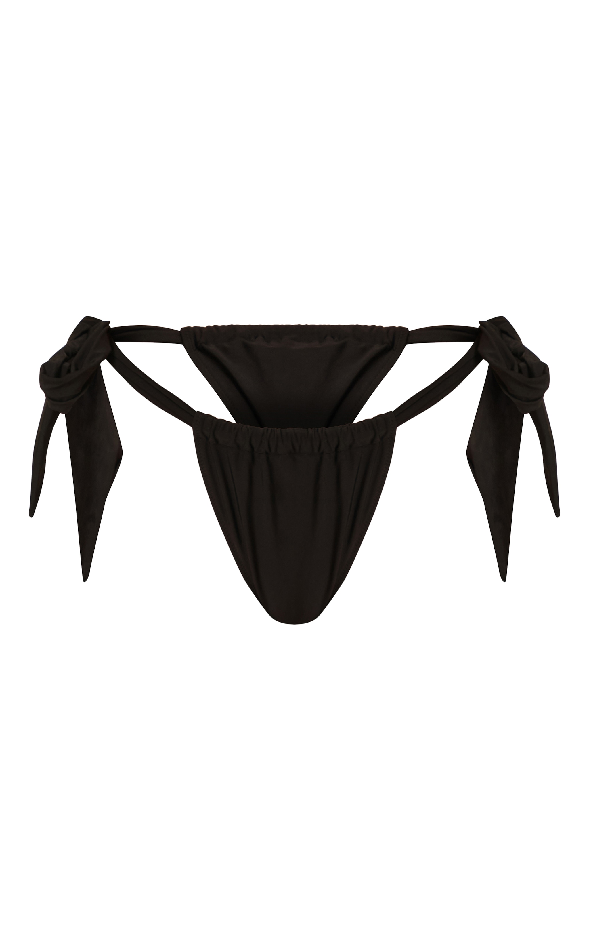 Black Ruched Bow Side Tie Bikini Bottom image 5
