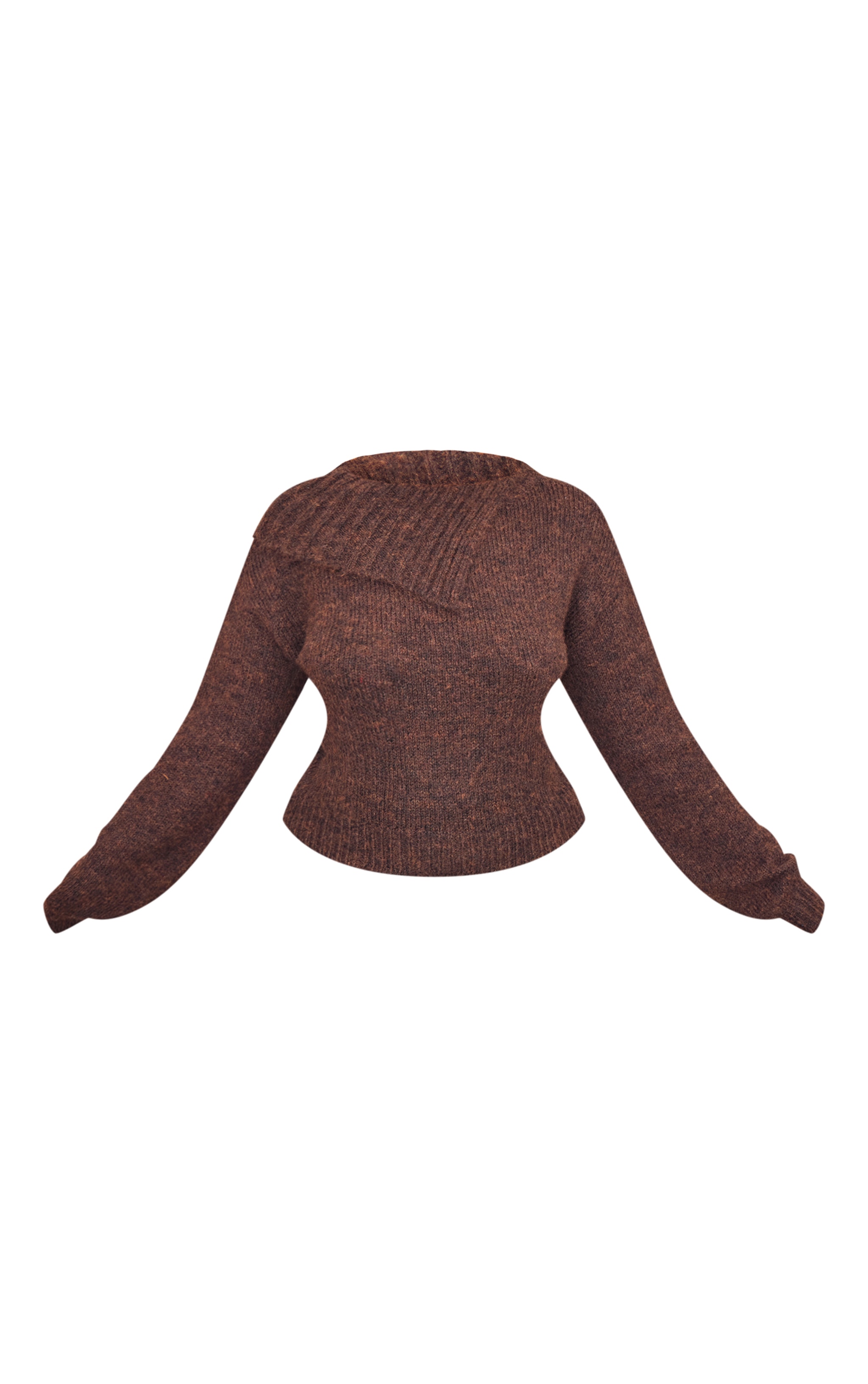 Plus Chocolate Marl Knit Asymmetric Overlay Jumper image 5