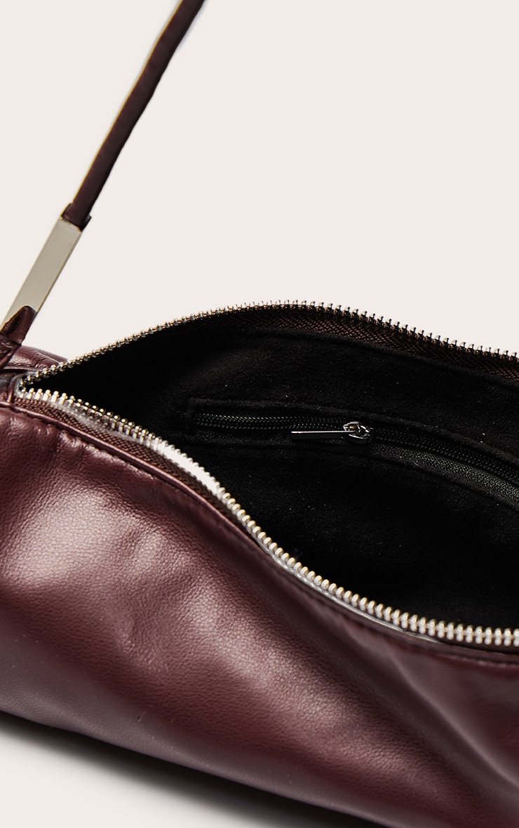 Plum PU Silver Hardware Shoulder Bag image 4