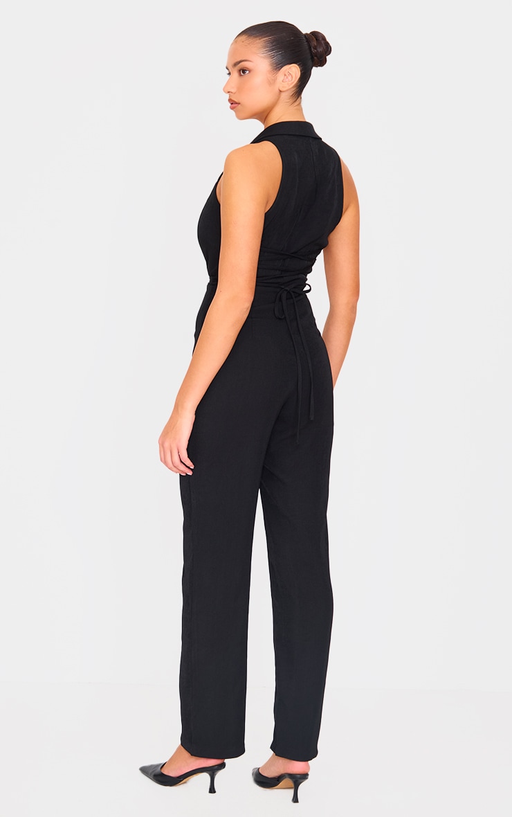 Combinaison de tailleur style veston tissée noire à lacets image 2