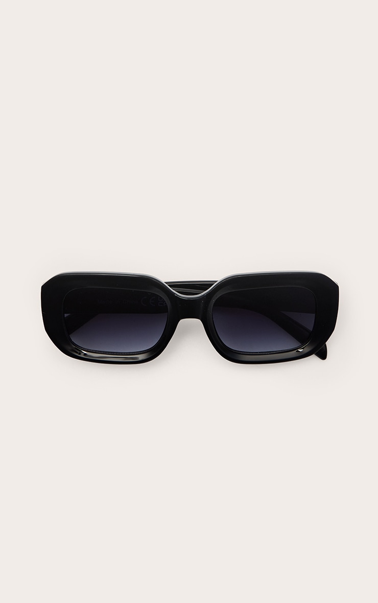 Black Chunky Curved Square Sunglasses image 2